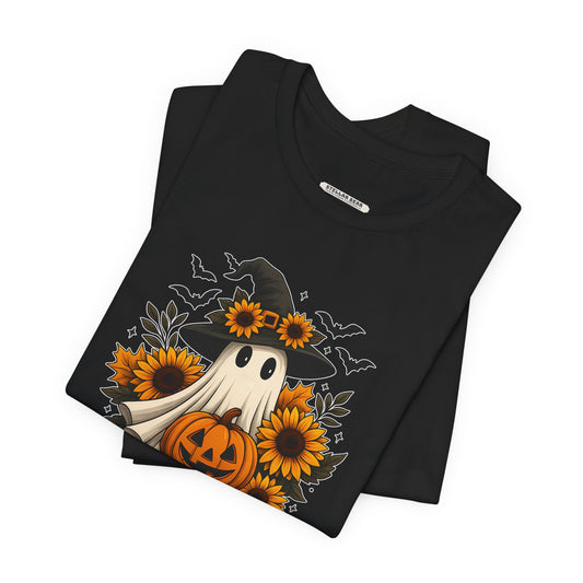 Ghost Witch, Sunflowers &Pumpkin Graphic T-Shirt
