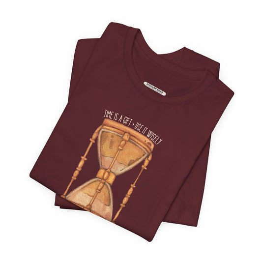 Time is Gift, Use It Wisely Hourglass Vintage Objects Graphic T-Shirt