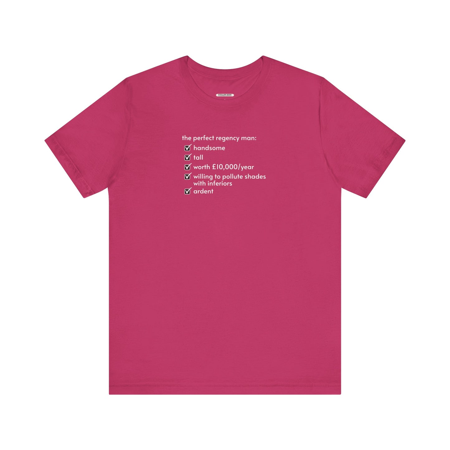 The Perfect Regency Man Checklist T-Shirt (Jane Austen)
