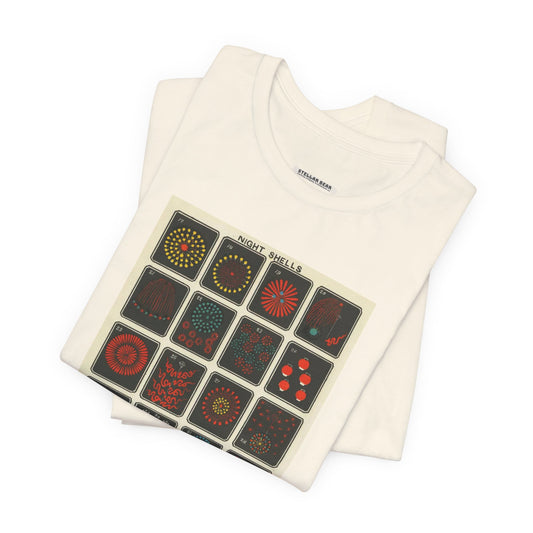 Night Shells 17-36, Hirayama Fireworks Co. 1905 Vintage Graphic T-Shirt