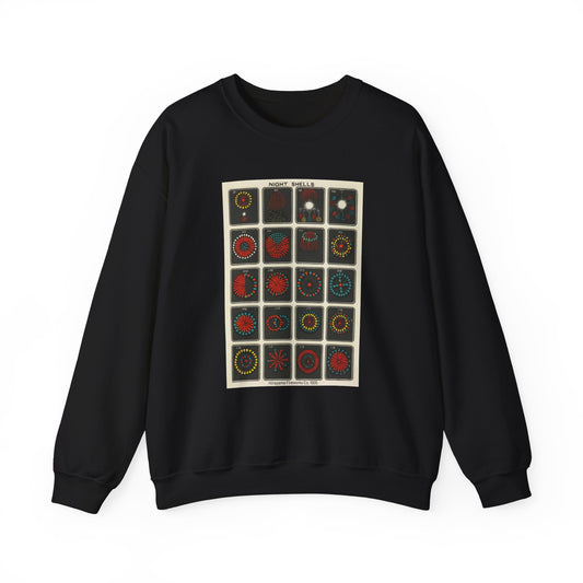 Night Shells 97-116, Hirayama Fireworks Co. 1905 Vintage Graphic Sweatshirt