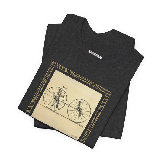 Two-Person Velocipede Prototype Illustration 1889 Vintage Graphic T-Shirt