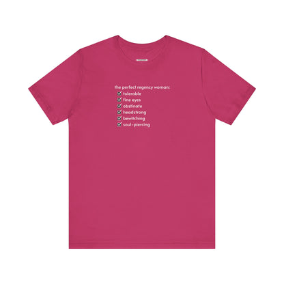 The Perfect Regency Woman Checklist T-Shirt (Jane Austen)
