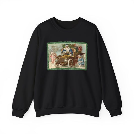 Snowball Fighting Angels with Santa 1900s Vintage Graphic Sweatshirt