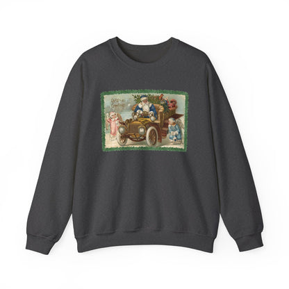 Snowball Fighting Angels with Santa 1900s Vintage Graphic Sweatshirt