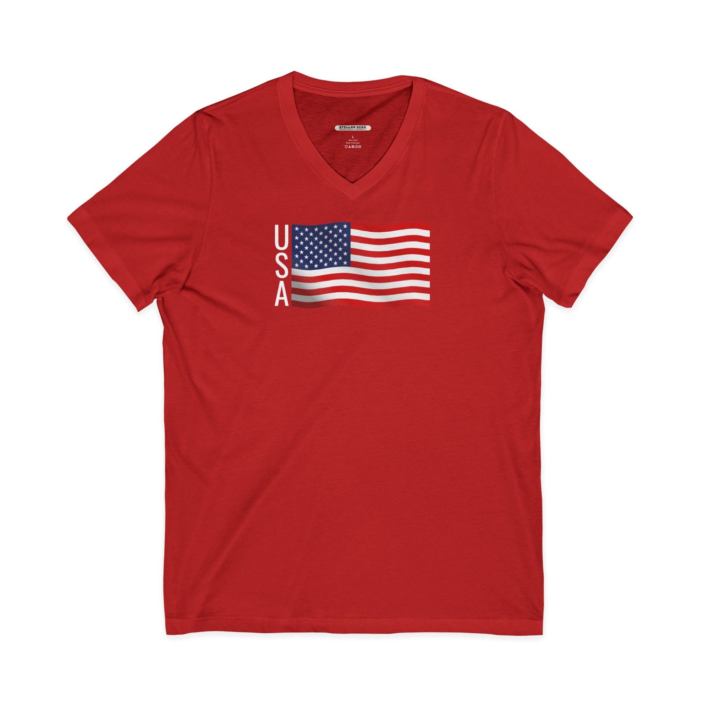 USA Flag V-Neck Graphic T-Shirt