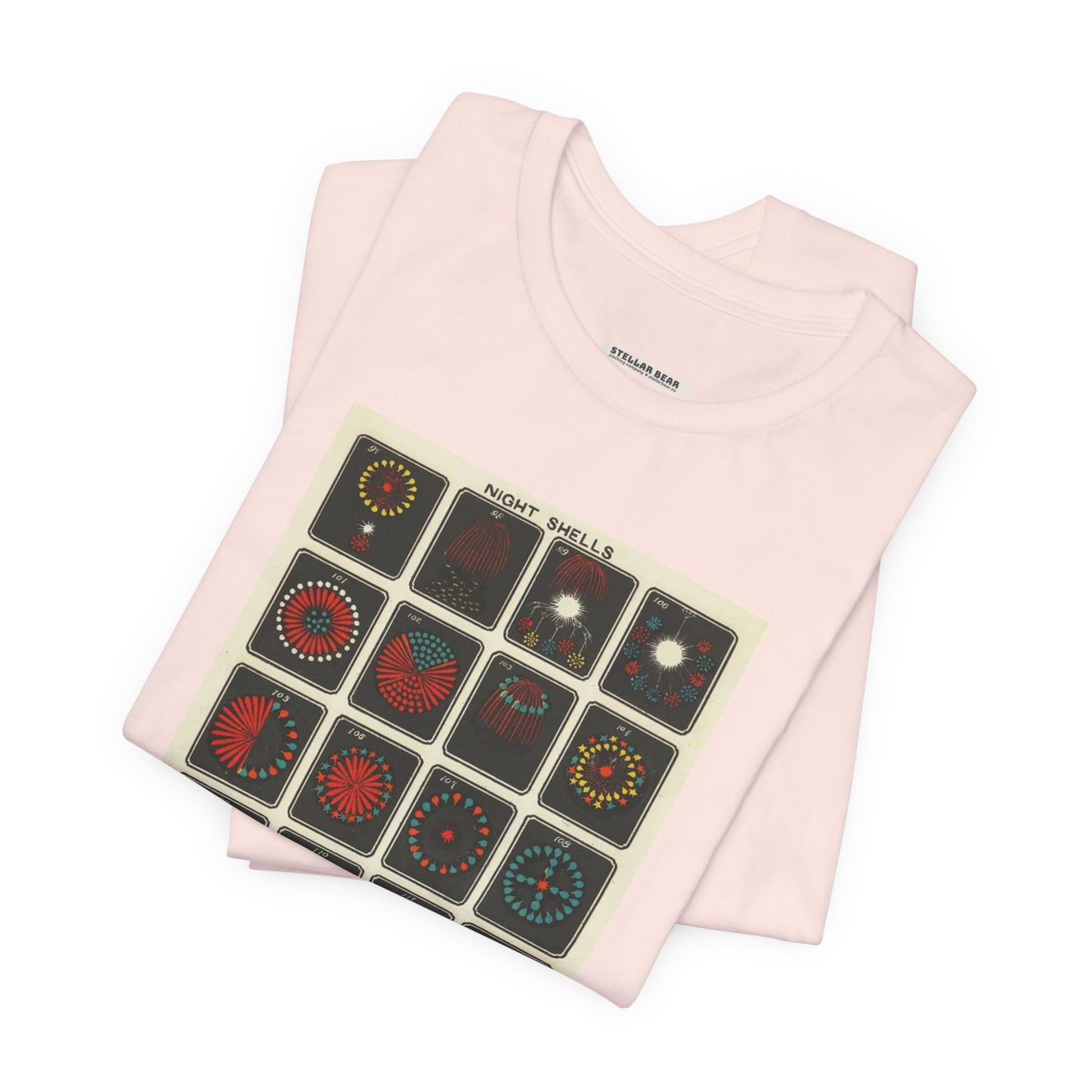 Night Shells 97-116, Hirayama Fireworks Co. 1905 Vintage Graphic T-Shirt