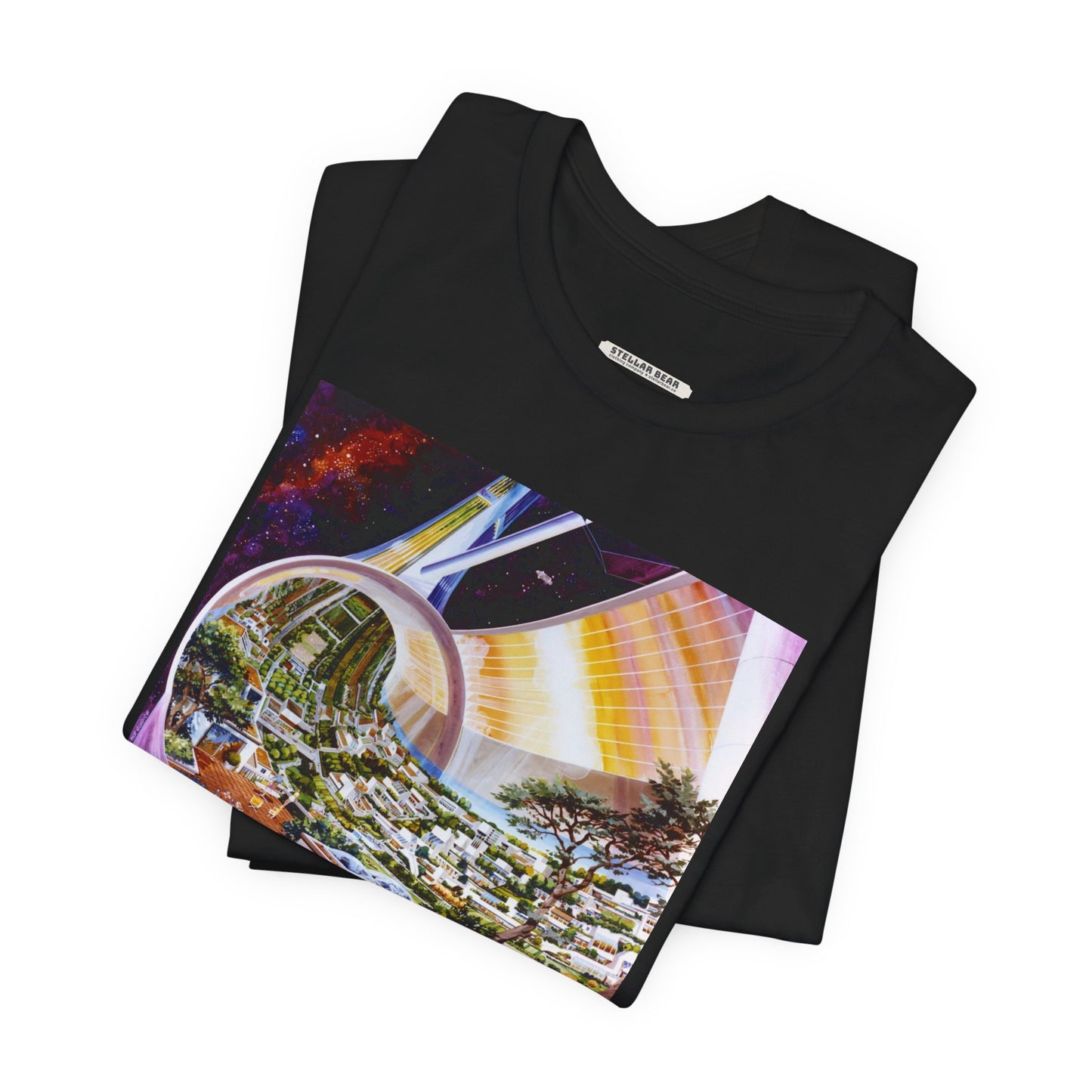 Space Colony Interior View, NASA 1970 Illustration Vintage Graphic T-Shirt