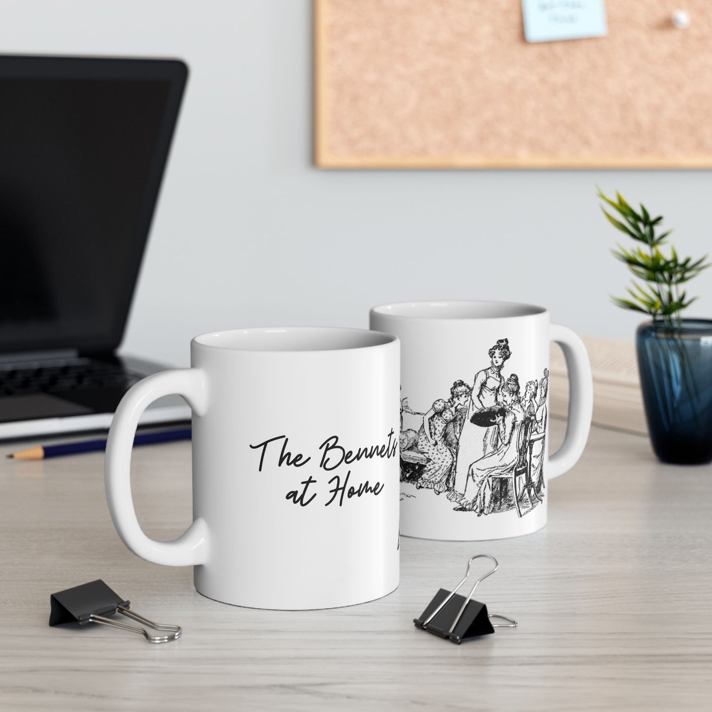 The Bennets at Home, Illustration 1894 Vintage Graphic Mug (Jane Austen)