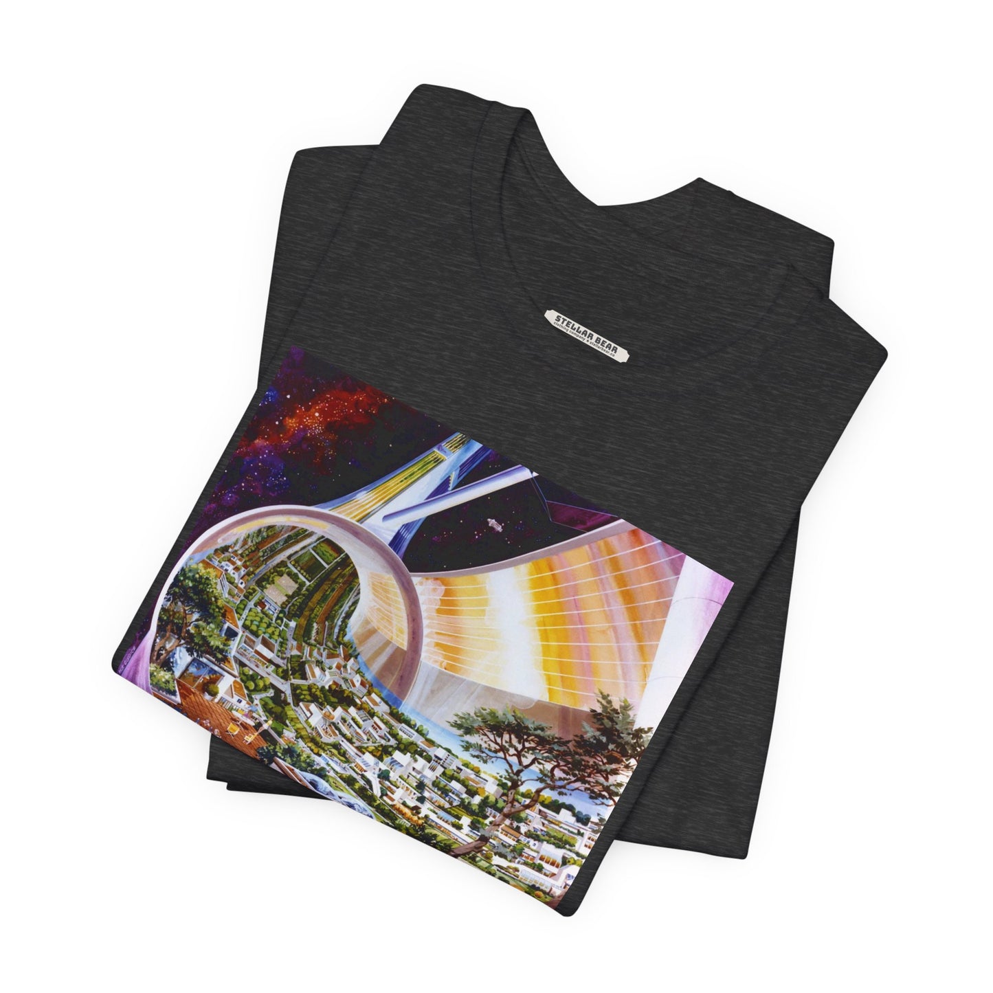 Space Colony Interior View, NASA 1970 Illustration Vintage Graphic T-Shirt