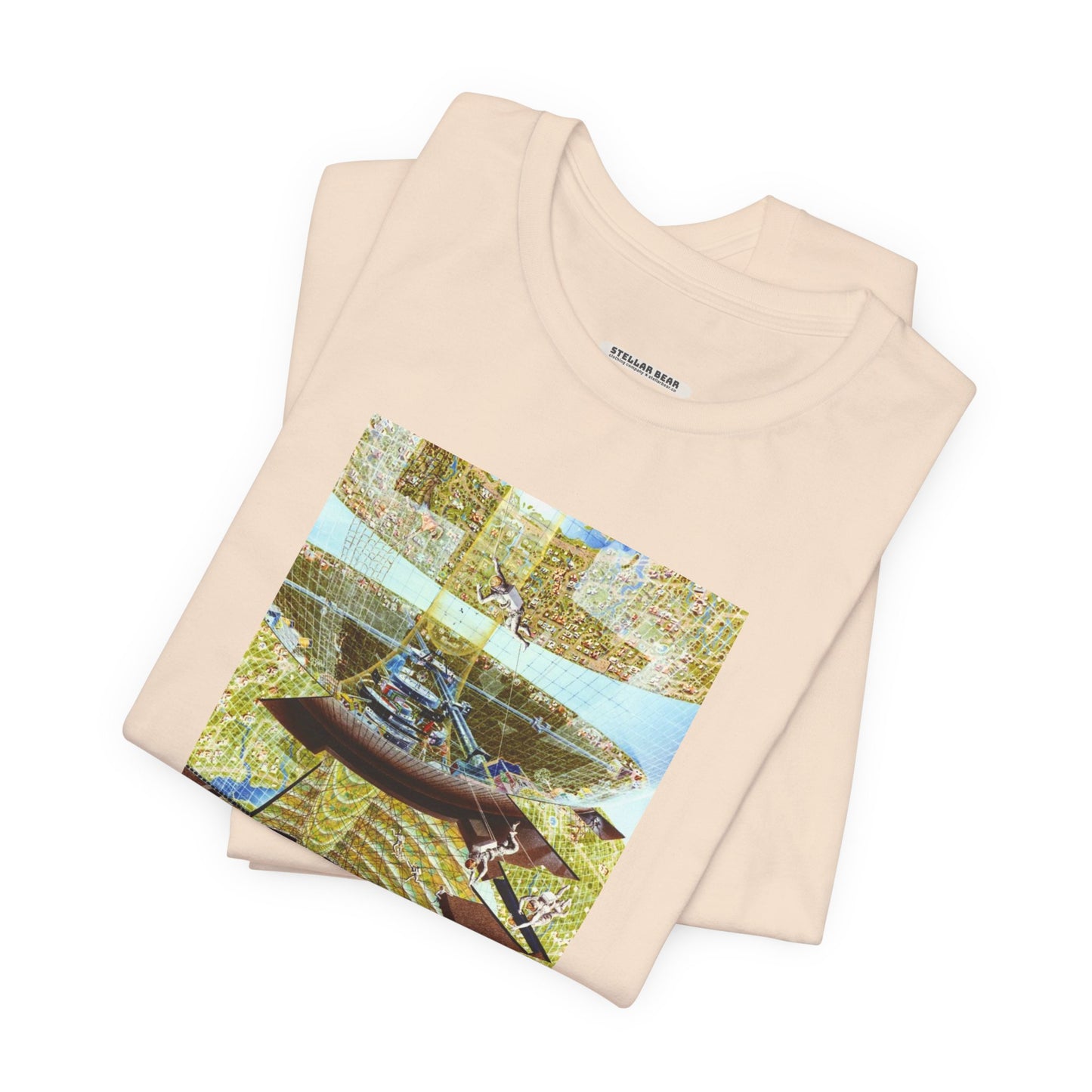 Space Colony Under Construction, NASA 1970 Illustration Vintage Graphic T-Shirt
