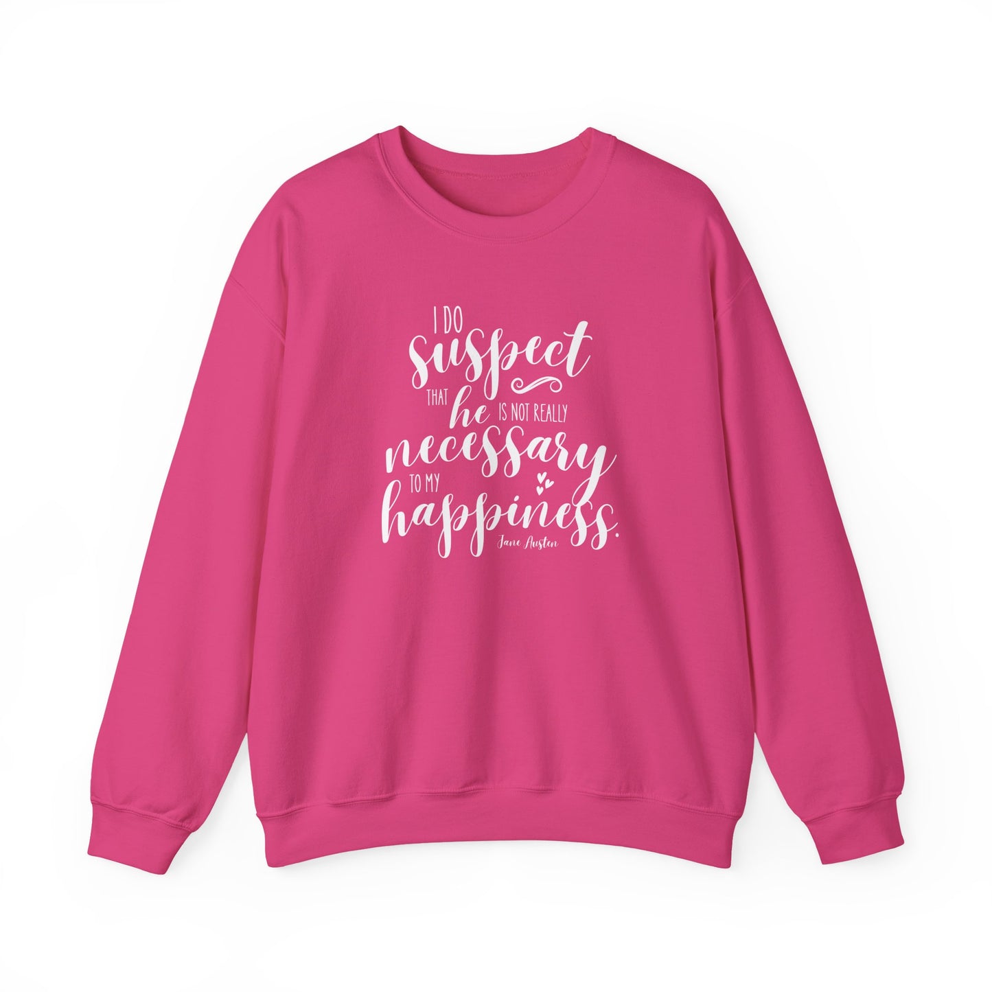 I Do Suspect That He is Not Really Necessary for My Happiness Quote Graphic Sweatshirt (Jane Austen)