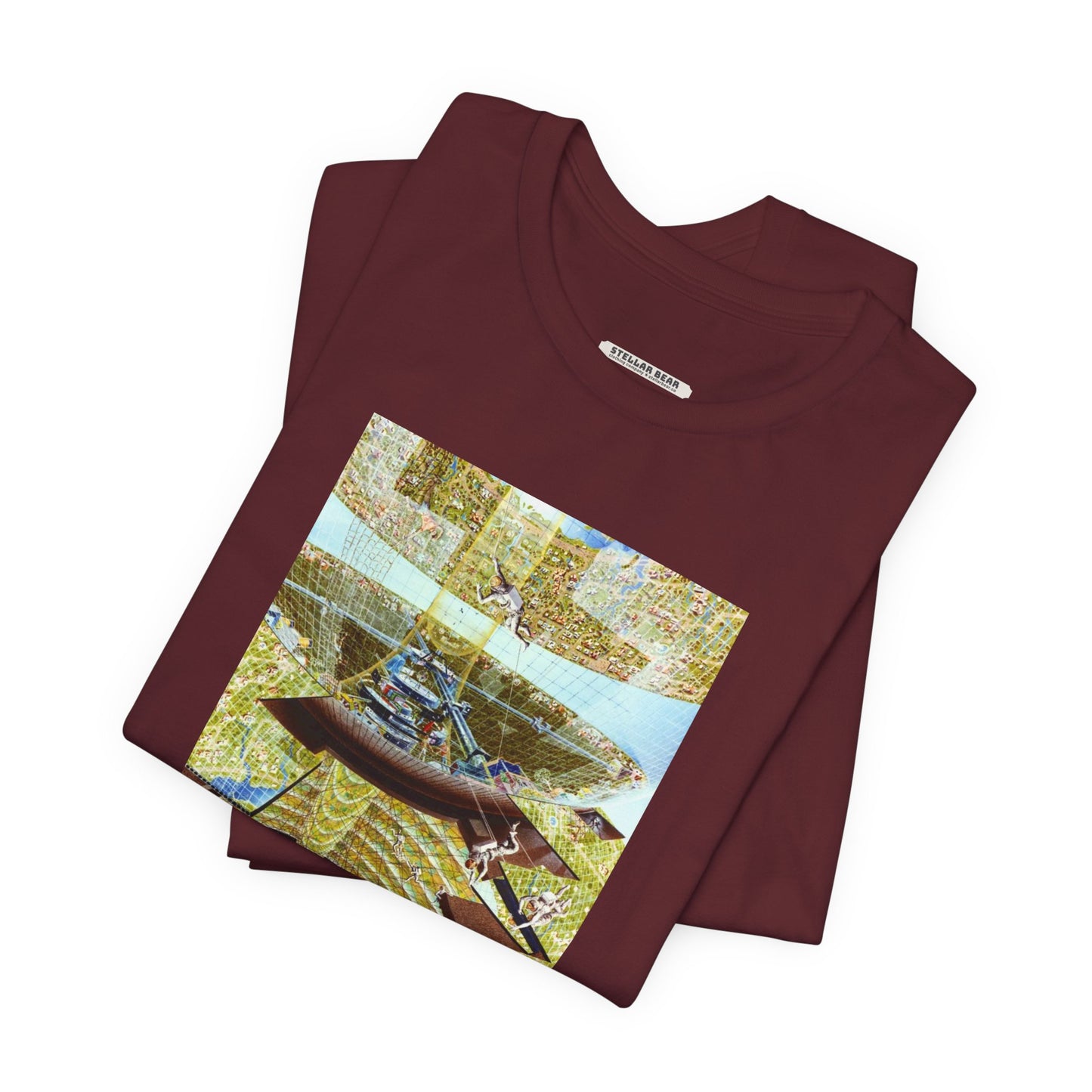 Space Colony Under Construction, NASA 1970 Illustration Vintage Graphic T-Shirt