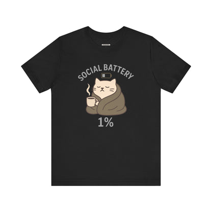 Social Battery 1% Cat Graphic T-Shirt