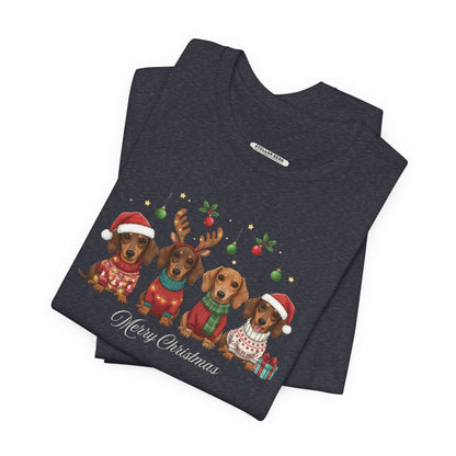 Dachshund Merry Christmas Graphic T-Shirt