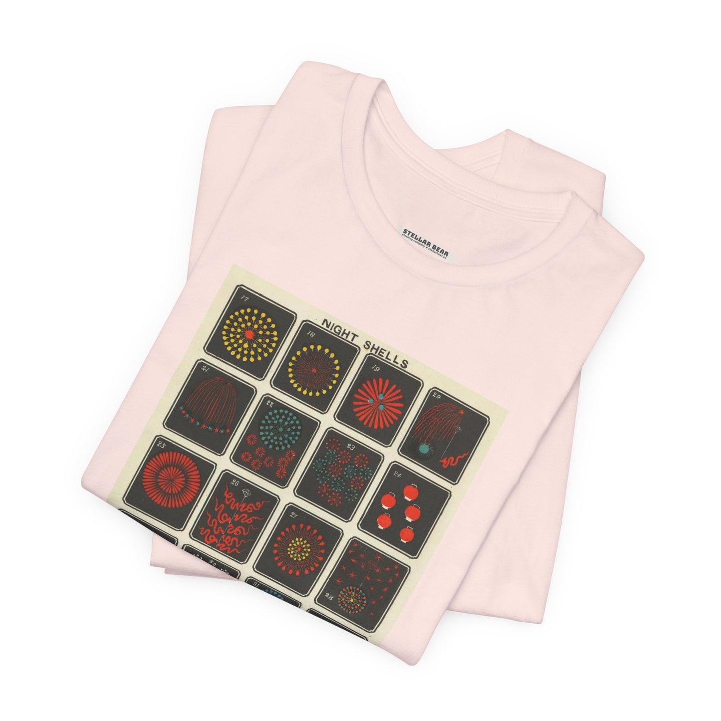 Night Shells 17-36, Hirayama Fireworks Co. 1905 Vintage Graphic T-Shirt