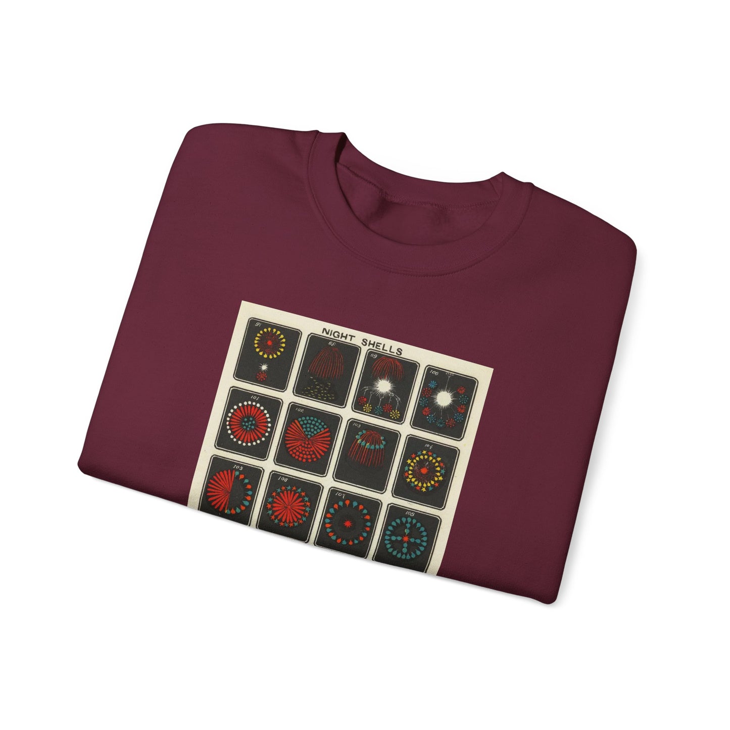 Night Shells 97-116, Hirayama Fireworks Co. 1905 Vintage Graphic Sweatshirt