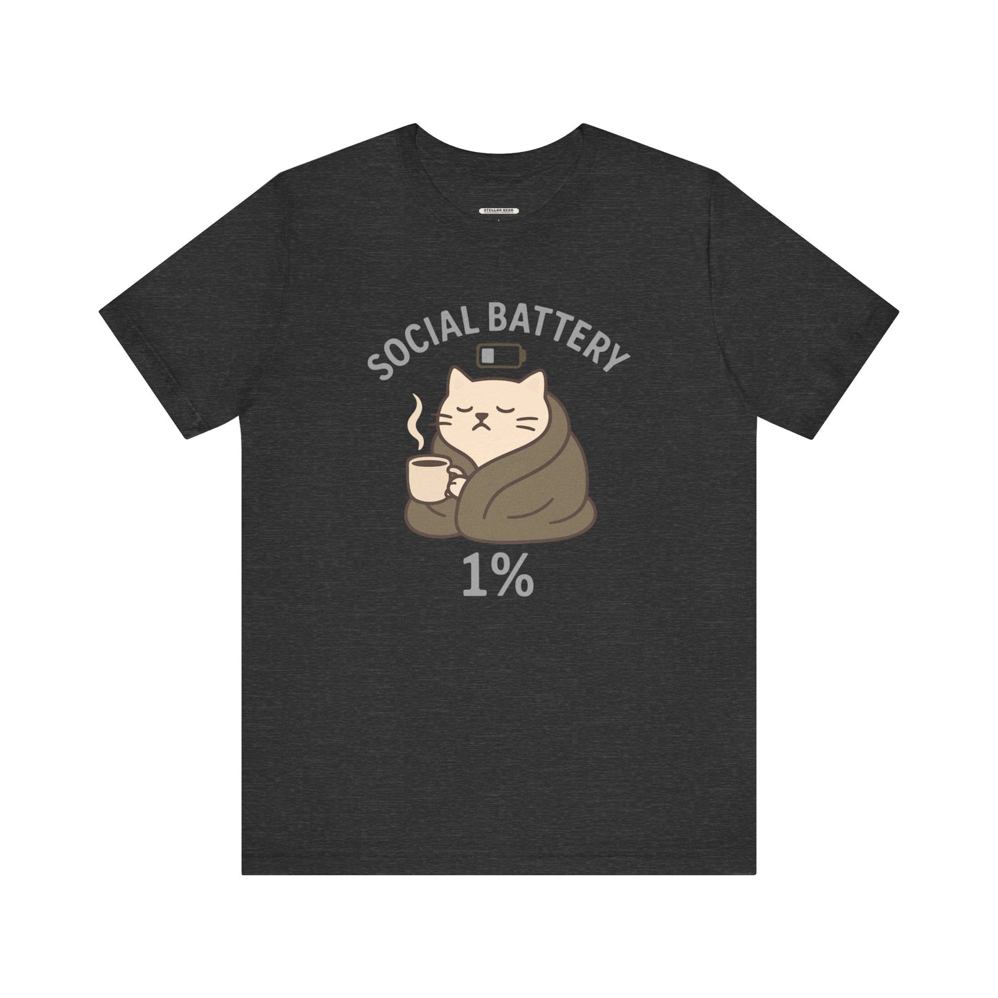 Social Battery 1% Cat Graphic T-Shirt