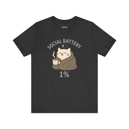 Social Battery 1% Cat Graphic T-Shirt