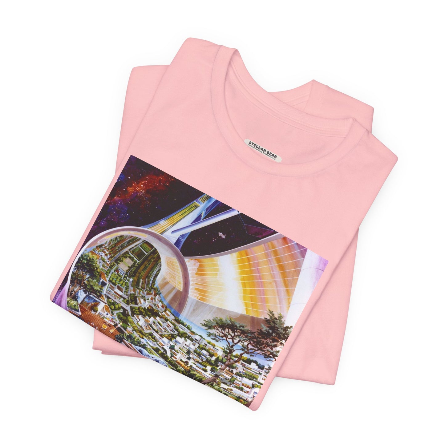 Space Colony Interior View, NASA 1970 Illustration Vintage Graphic T-Shirt