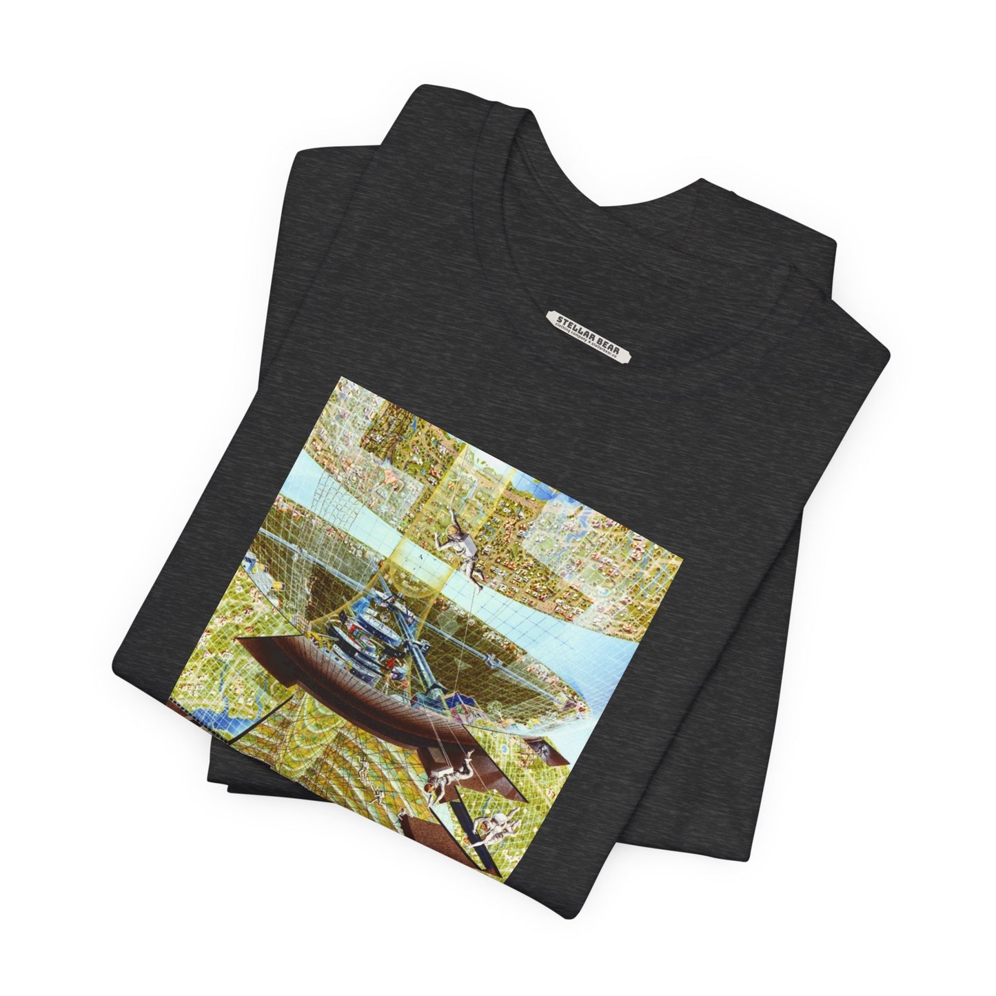 Space Colony Under Construction, NASA 1970 Illustration Vintage Graphic T-Shirt