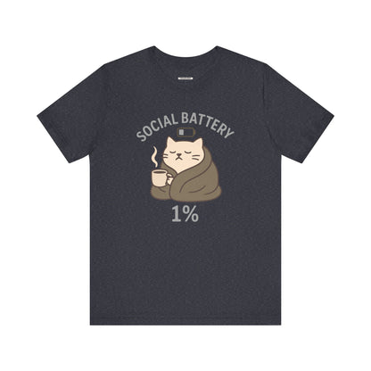 Social Battery 1% Cat Graphic T-Shirt