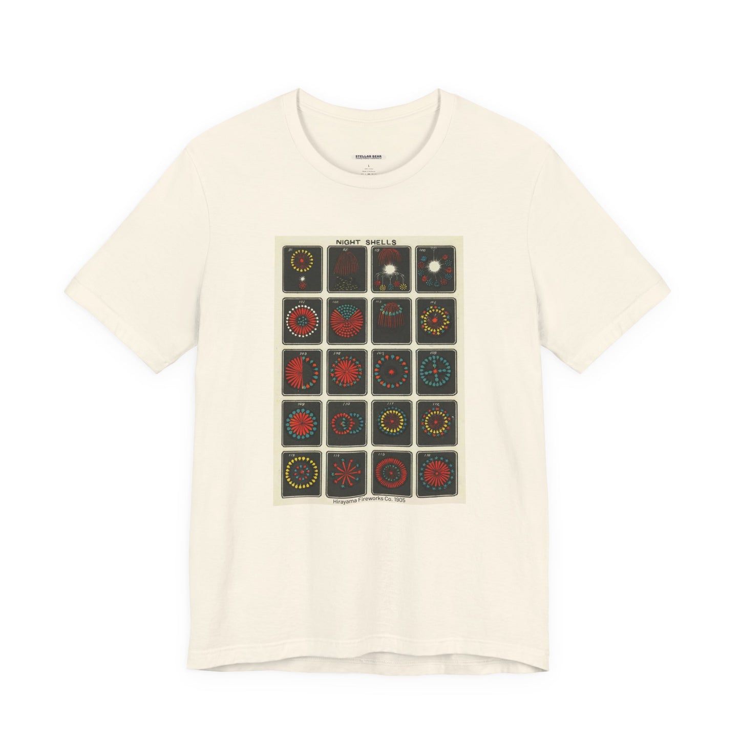 Night Shells 97-116, Hirayama Fireworks Co. 1905 Vintage Graphic T-Shirt