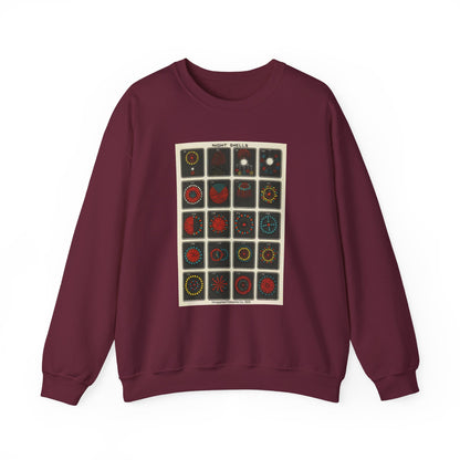 Night Shells 97-116, Hirayama Fireworks Co. 1905 Vintage Graphic Sweatshirt