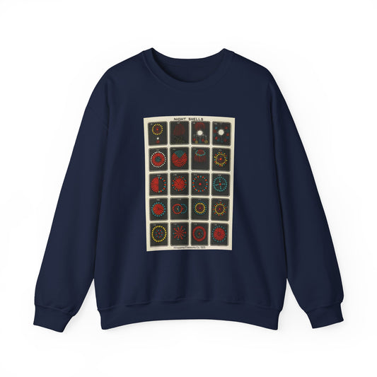 Night Shells 97-116, Hirayama Fireworks Co. 1905 Vintage Graphic Sweatshirt