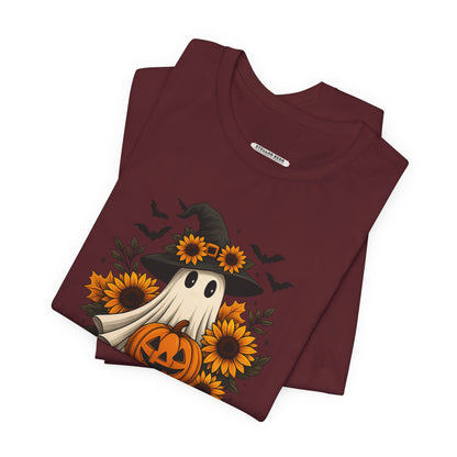 Ghost Witch, Sunflowers &Pumpkin Graphic T-Shirt