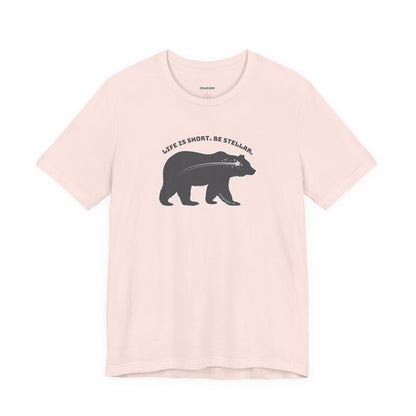 Lifs is Short. Be Stellar. With Stellar Bear Brand Logo Graphic T-Shirt