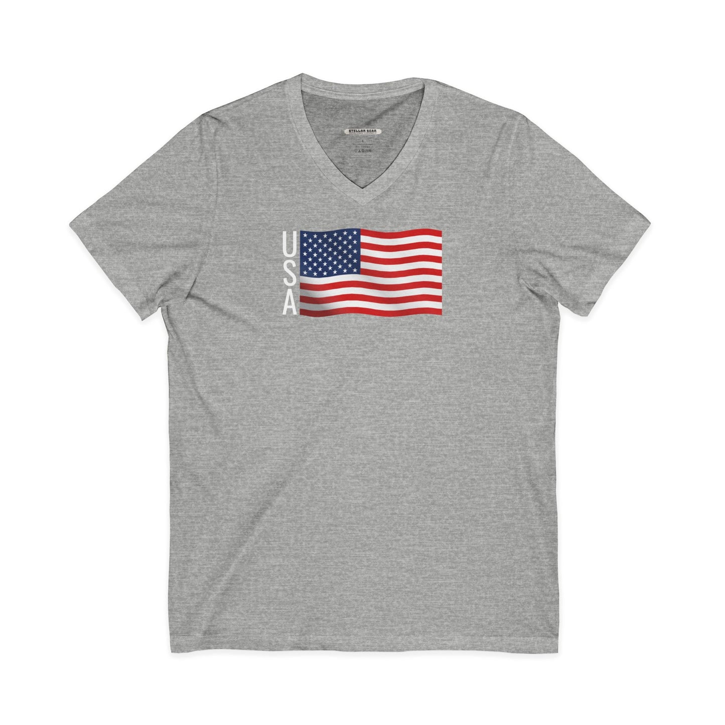 USA Flag V-Neck Graphic T-Shirt