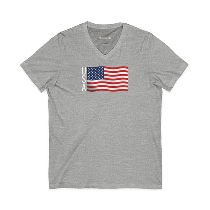 USA Flag V-Neck Graphic T-Shirt