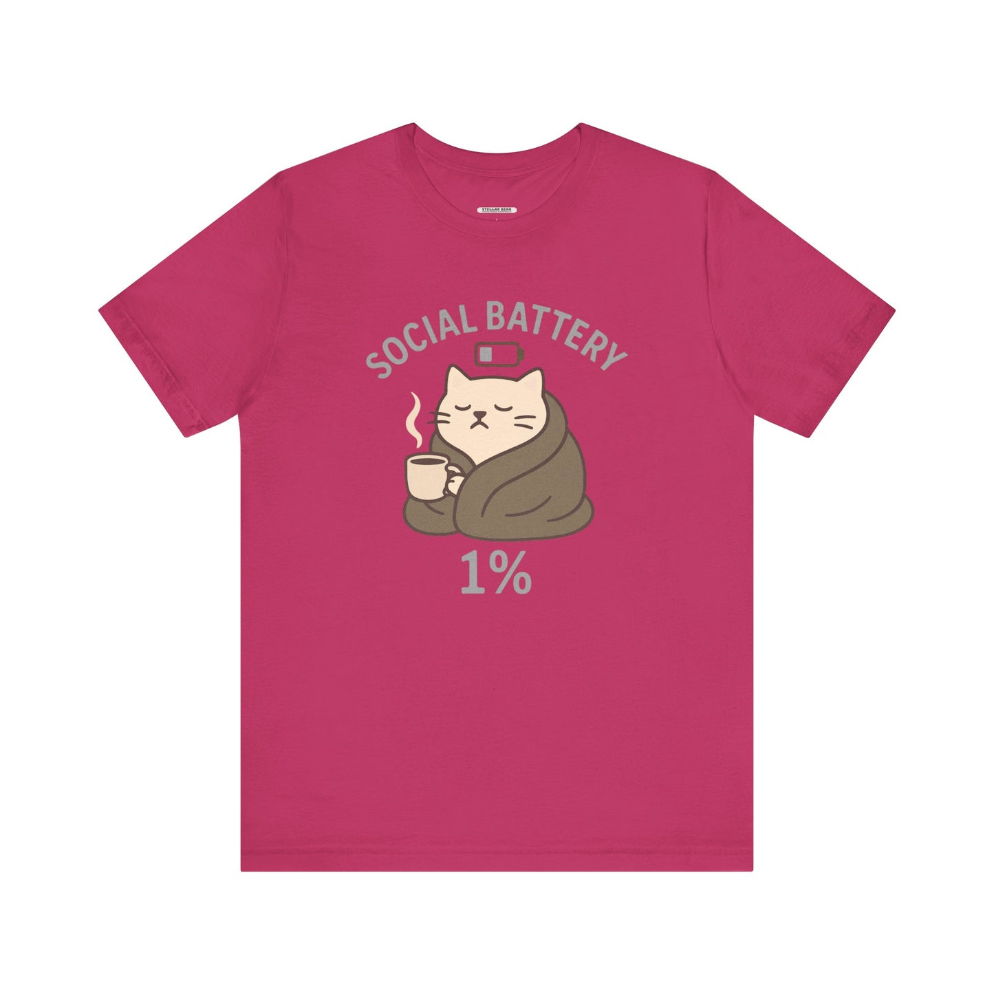 Social Battery 1% Cat Graphic T-Shirt