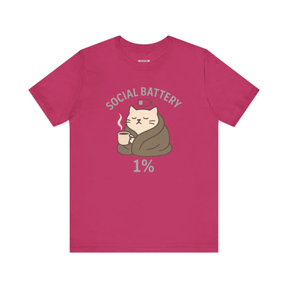 Social Battery 1% Cat Graphic T-Shirt