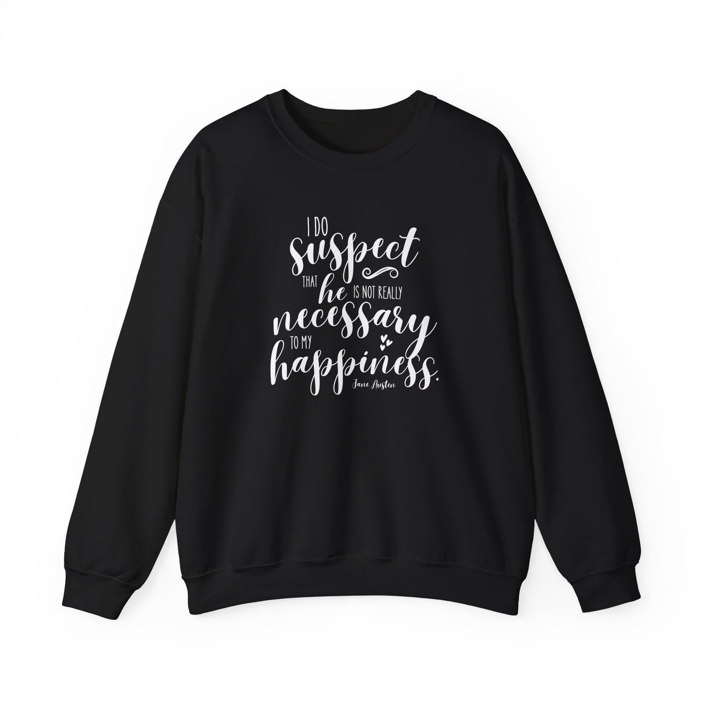 I Do Suspect That He is Not Really Necessary for My Happiness Quote Graphic Sweatshirt (Jane Austen)