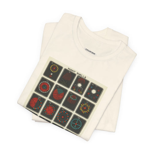 Night Shells 97-116, Hirayama Fireworks Co. 1905 Vintage Graphic T-Shirt