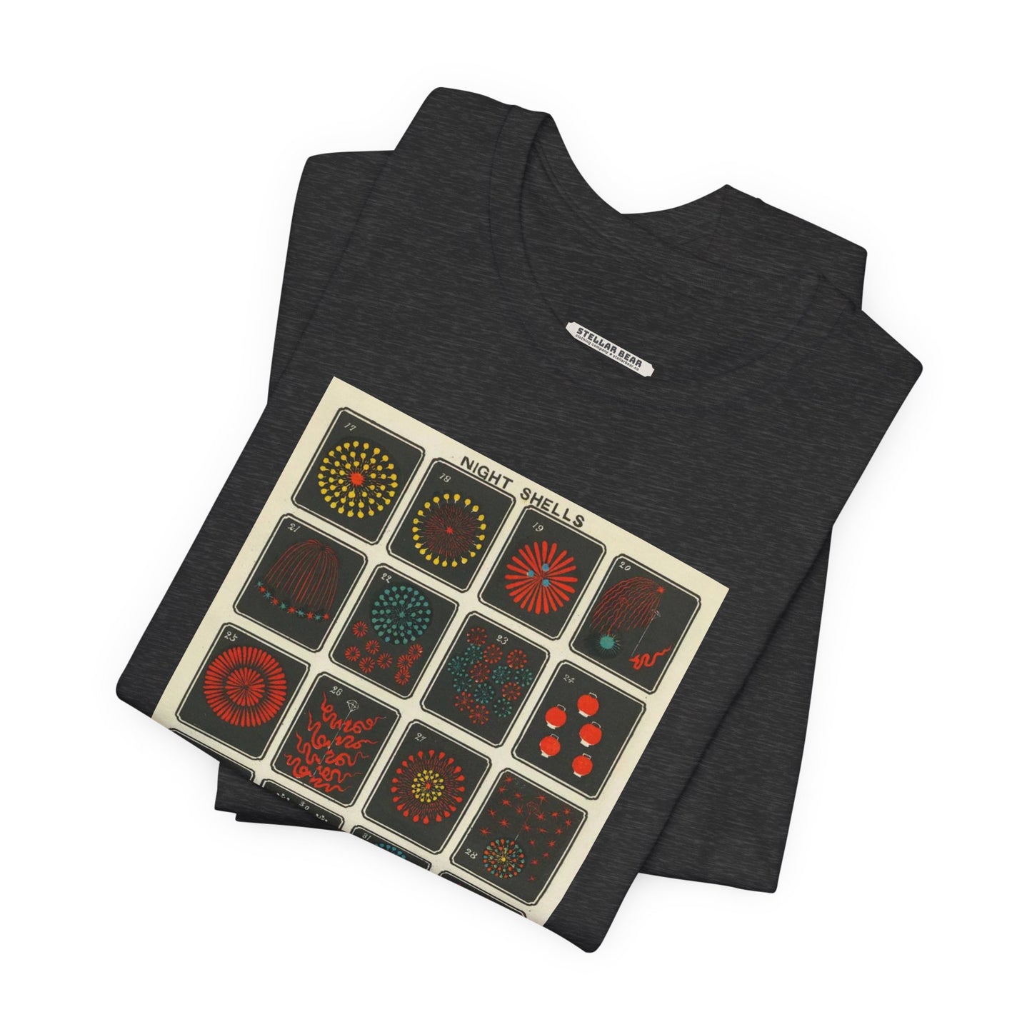 Night Shells 17-36, Hirayama Fireworks Co. 1905 Vintage Graphic T-Shirt