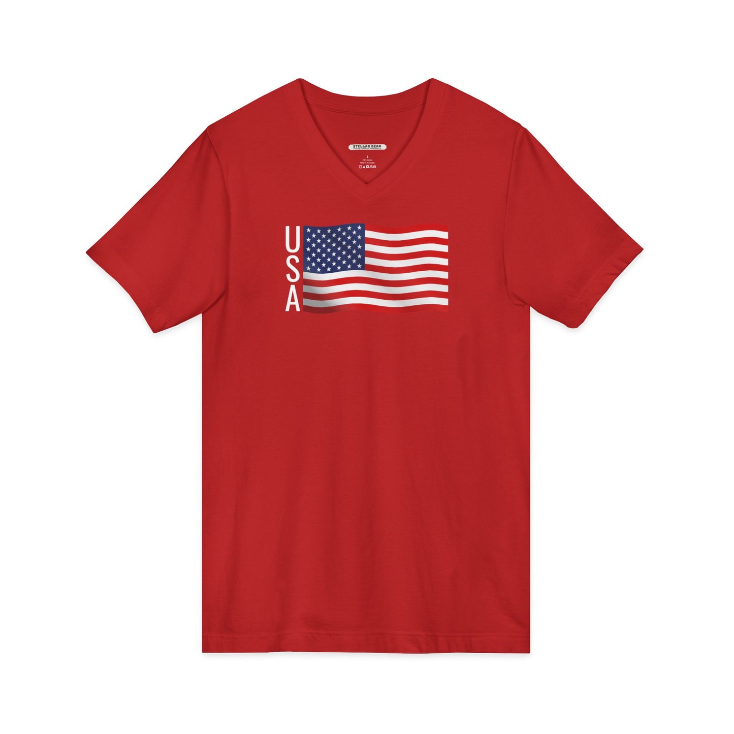 USA Flag V-Neck Graphic T-Shirt