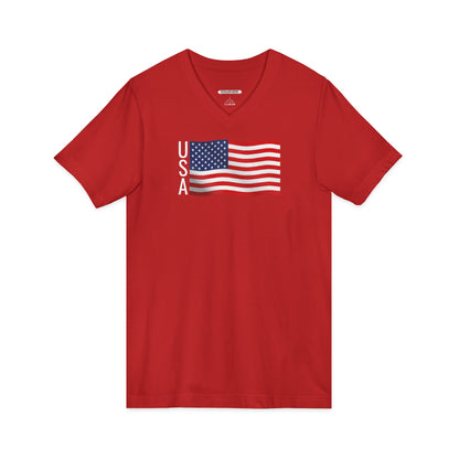 USA Flag V-Neck Graphic T-Shirt