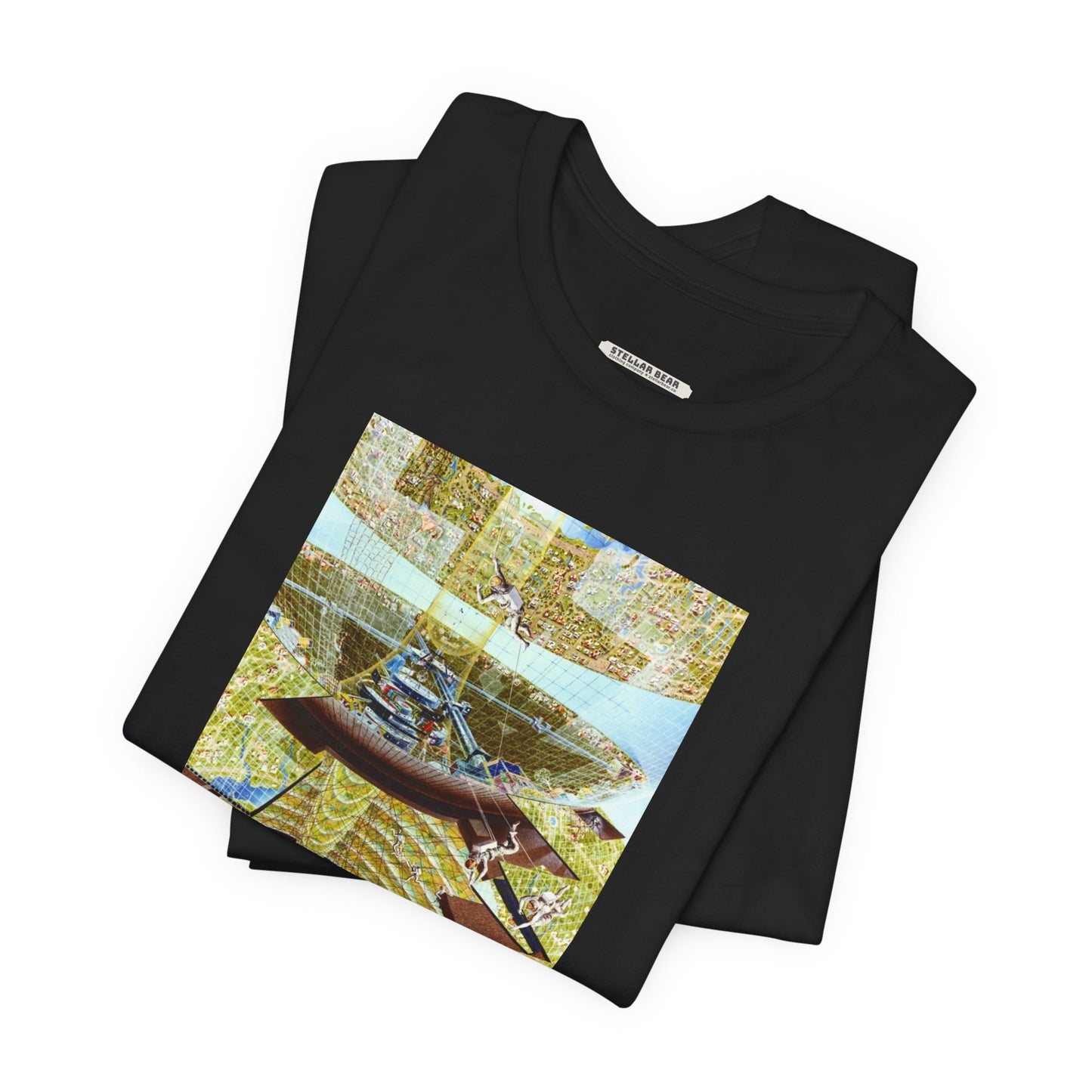 Space Colony Under Construction, NASA 1970 Illustration Vintage Graphic T-Shirt