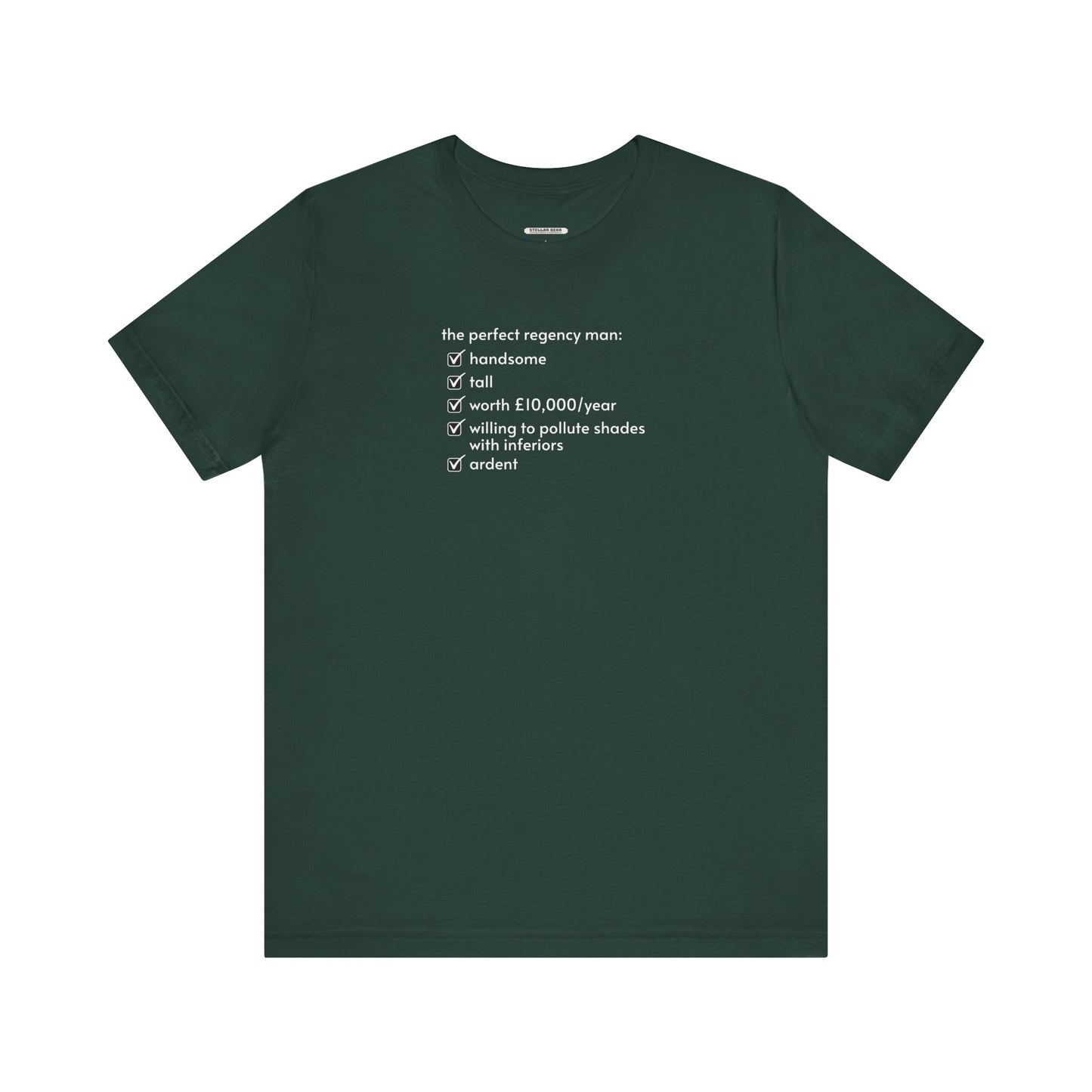 The Perfect Regency Man Checklist T-Shirt (Jane Austen)