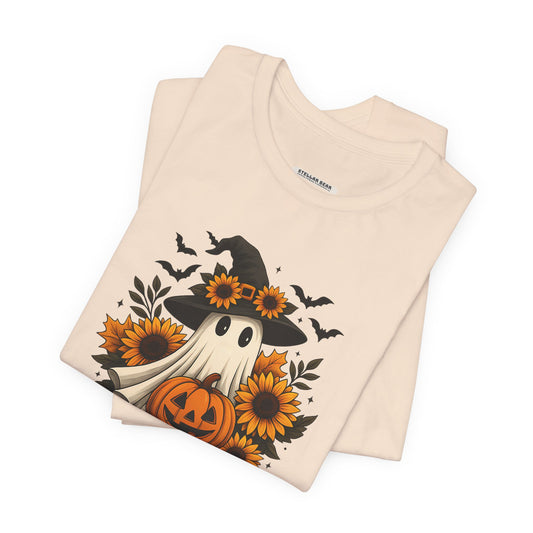 Ghost Witch, Sunflowers &Pumpkin Graphic T-Shirt