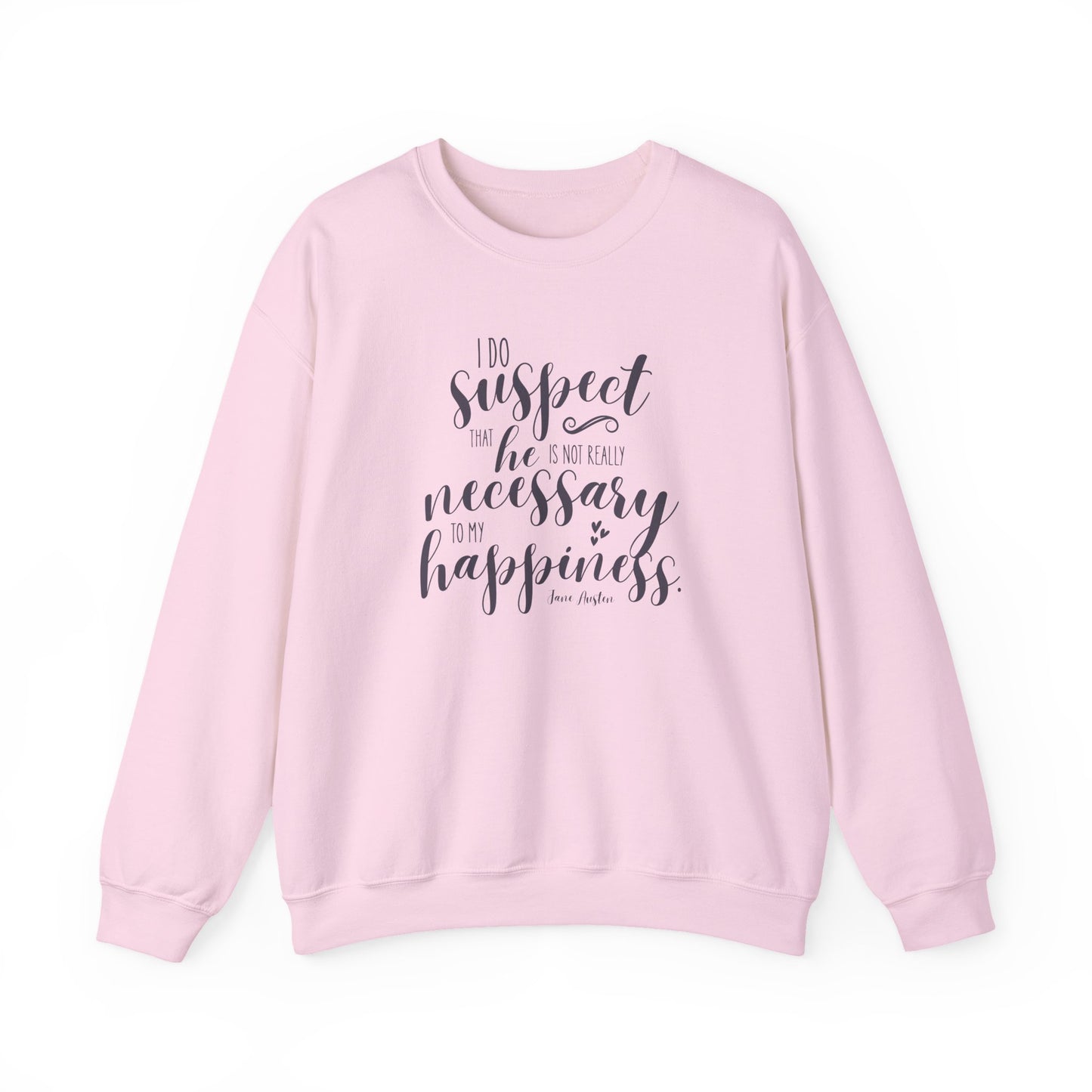 I Do Suspect That He is Not Really Necessary for My Happiness Quote Graphic Sweatshirt (Jane Austen)