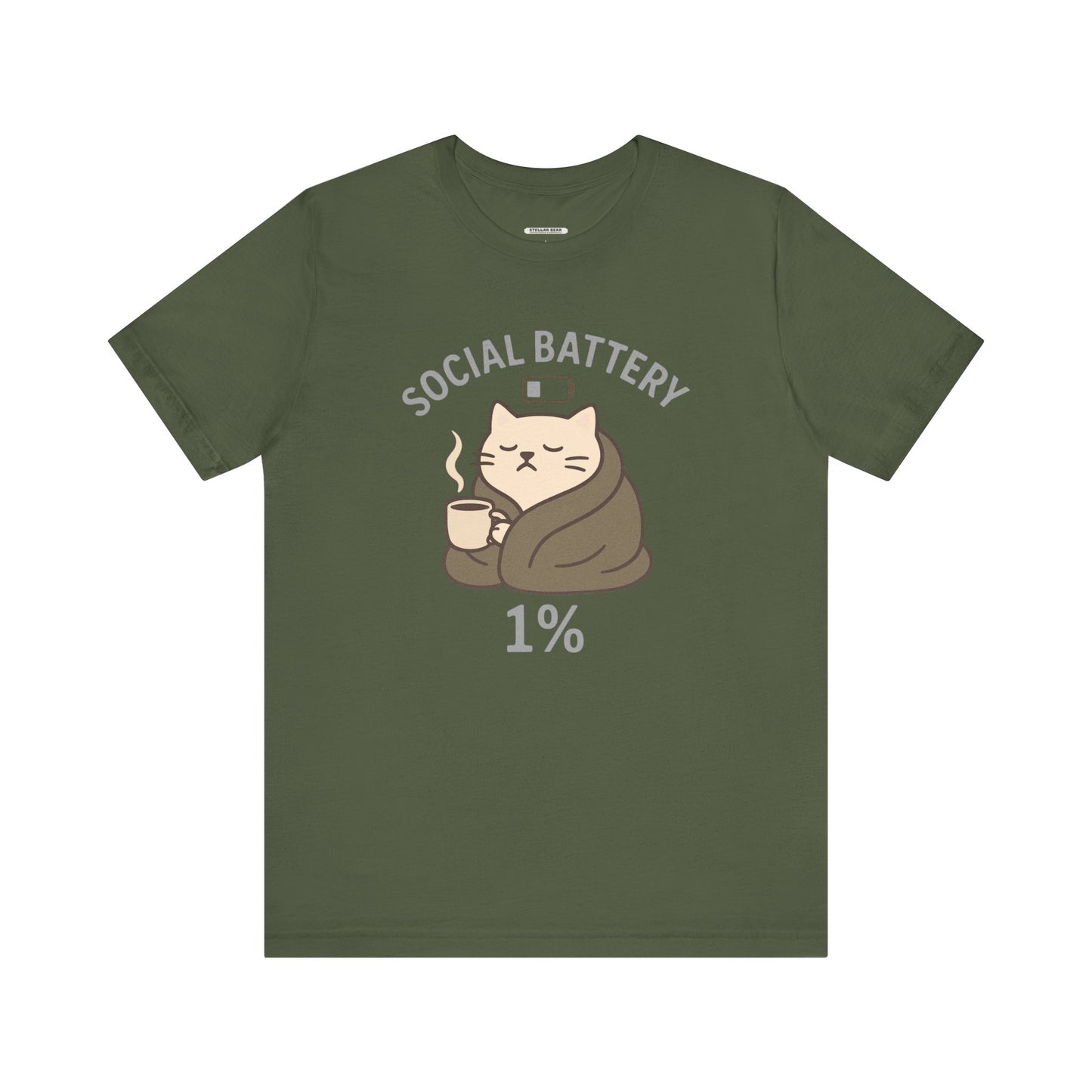 Social Battery 1% Cat Graphic T-Shirt