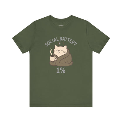 Social Battery 1% Cat Graphic T-Shirt