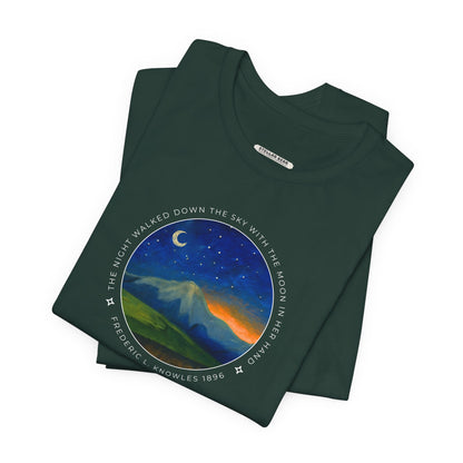 The Night Walked Down the Sky Graphic Quote T-Shirt (Fredric L. Knowles)