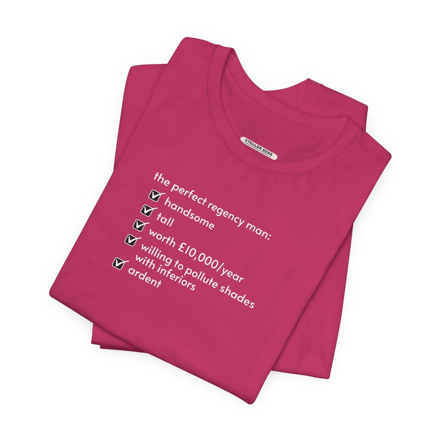 The Perfect Regency Man Checklist T-Shirt (Jane Austen)