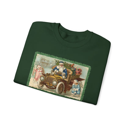 Snowball Fighting Angels with Santa 1900s Vintage Graphic Sweatshirt