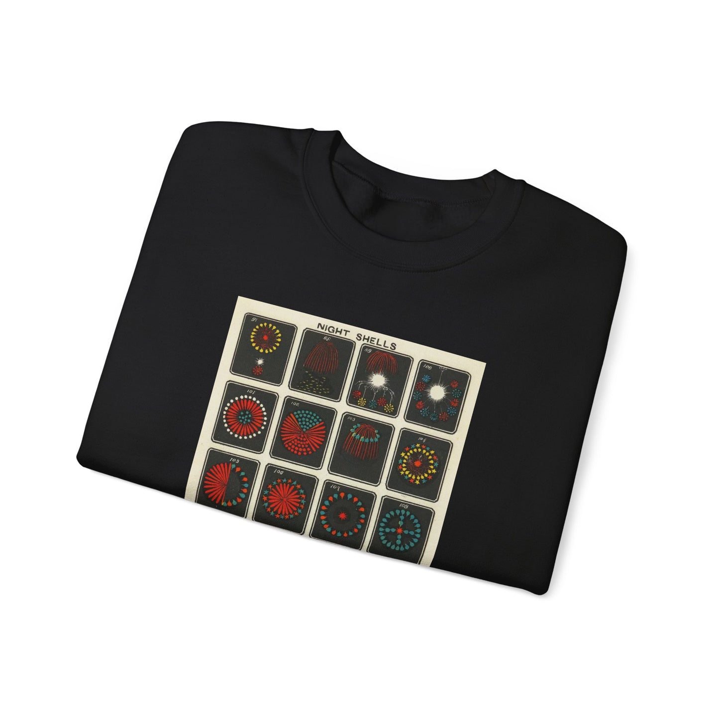 Night Shells 97-116, Hirayama Fireworks Co. 1905 Vintage Graphic Sweatshirt